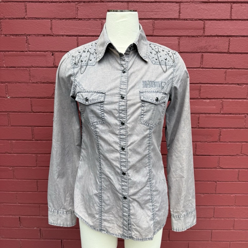 Harley Davidson American Legend Shirt Small‎ Button Down Chains Skull Logo Rare